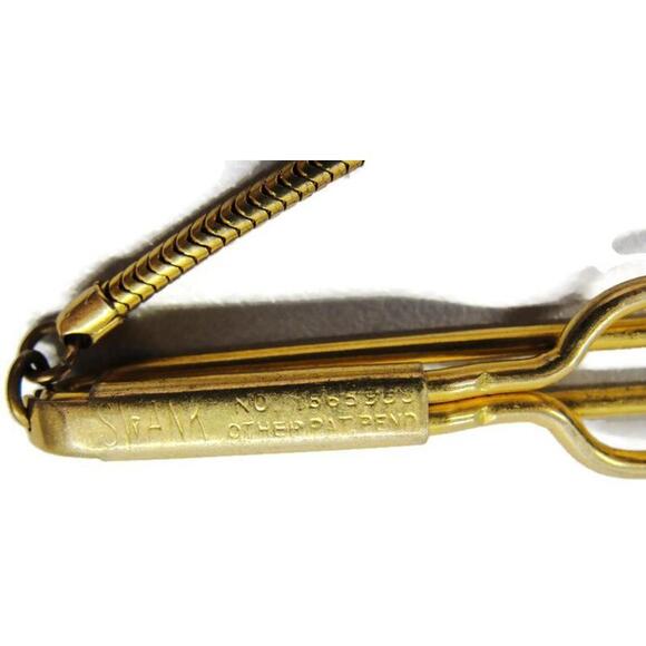 Swank Vintage Gold Tone Classic Tie Bar w Snake Chain - Picture 6 of 6
